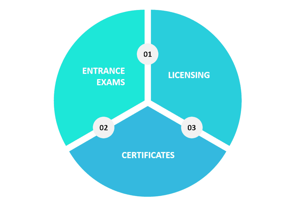 Graphic showing online course ideas within the certification/licensing area.