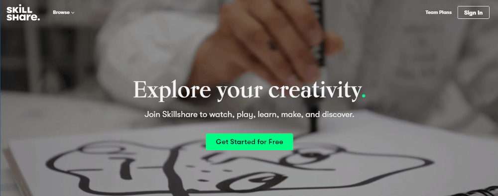 Screenshot of Skillshare.