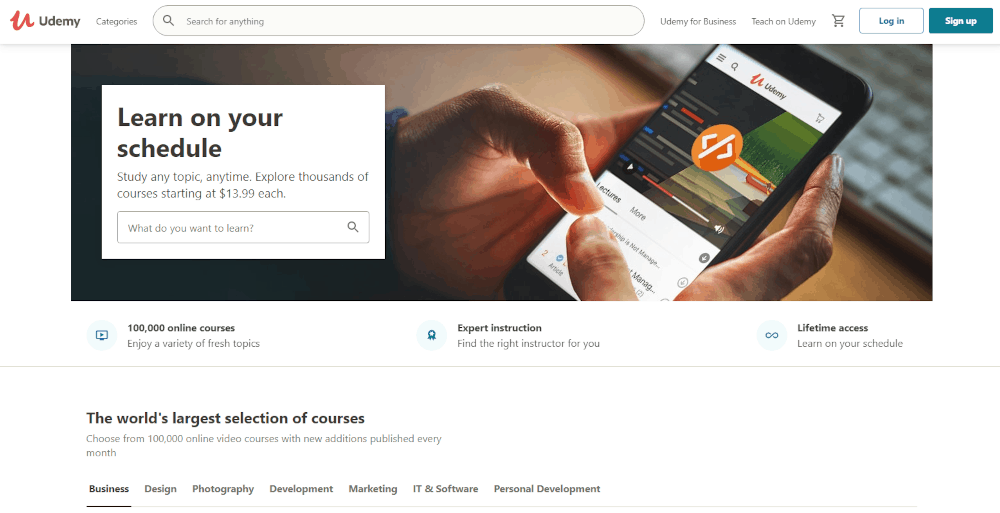 Screenshot of Udemy site.