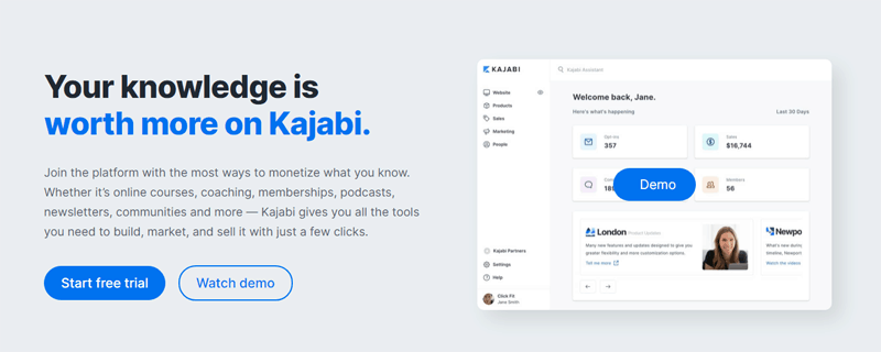 Kajabi homepage