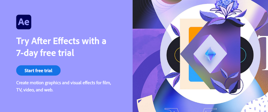 Screenshot of the After Effects site.