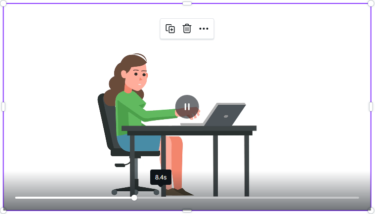 Animation of a girl at a desk.