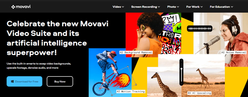 Screenshot of movavi homepage.