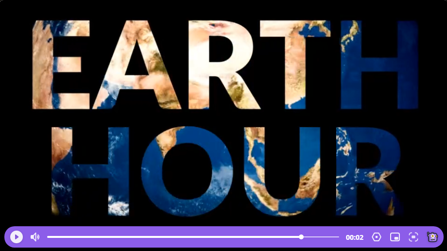 Video of animated text saying 'earth hour'.