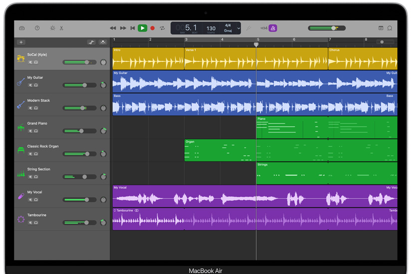 Screenshot of garageband.