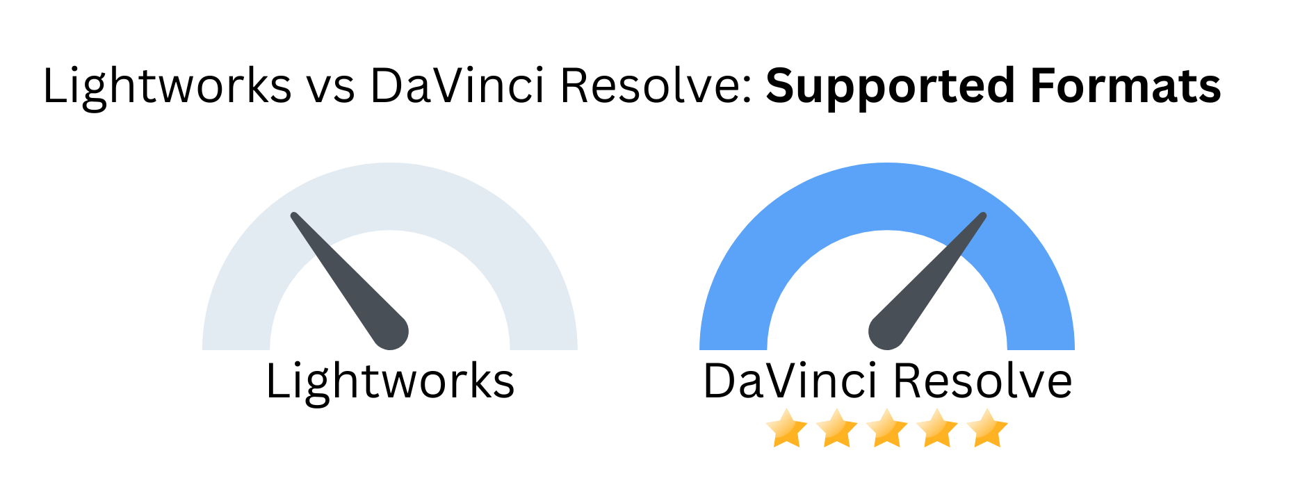 Custom image with Lightworks vs DaVinci Resolve against supported formats.