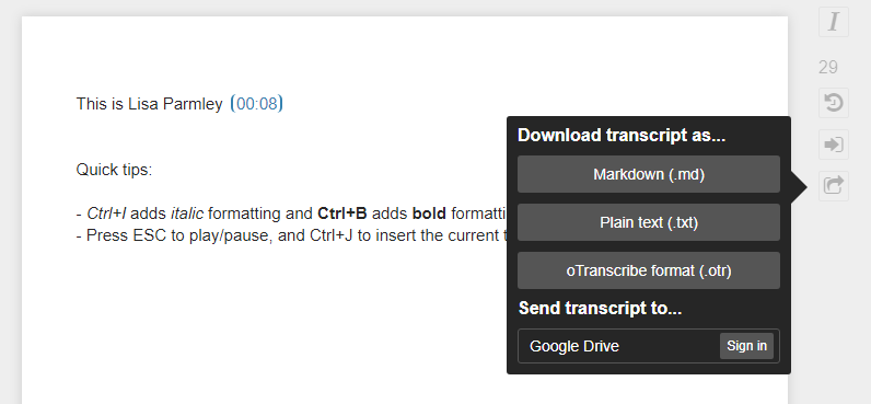 otranscribe export options.