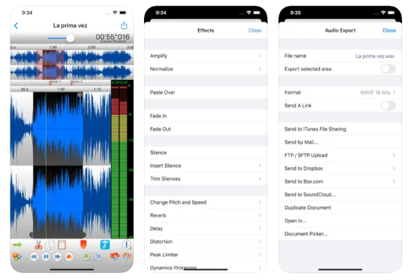 TwistedWave Audio Editor app screenshots.