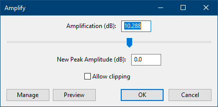 Audacity amplify tool box pop up.