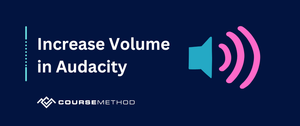 Custom image with audio volume icon and 'increase volume in Audacity' text.