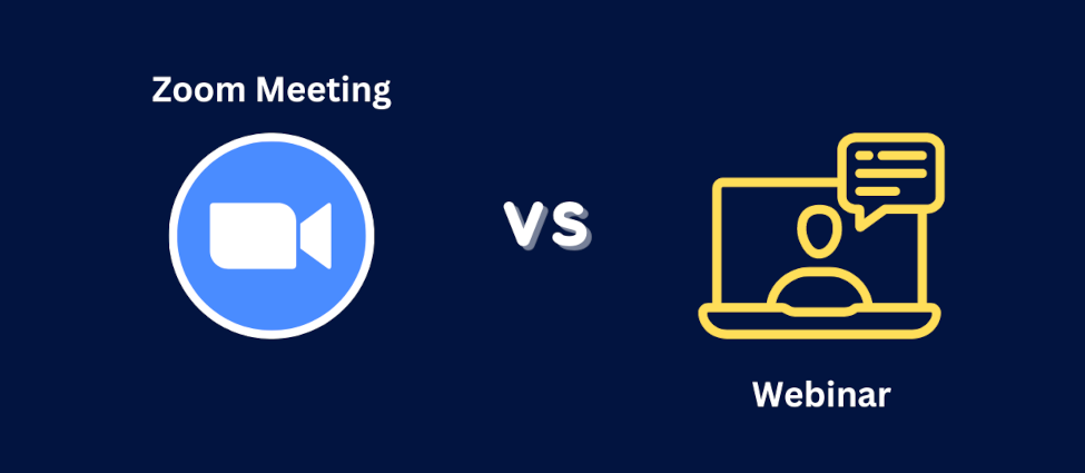 Custom image of a zoom icon vs a webinar icon.